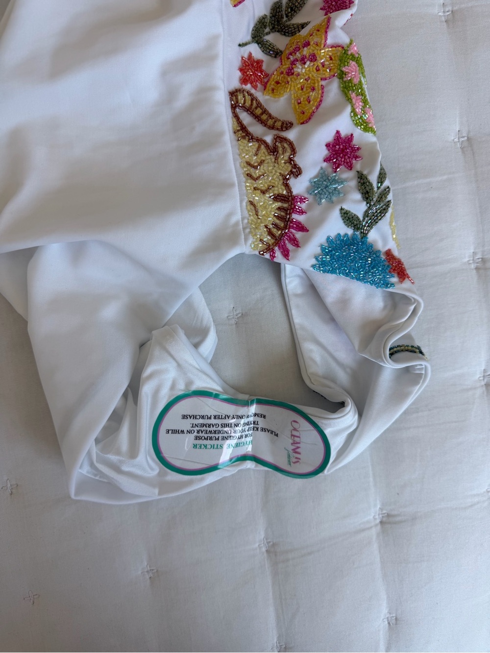 Oceanus Swimwear NWT Medium Sunny Snake Beaded Swimsuit in White - Picture 12 of 12